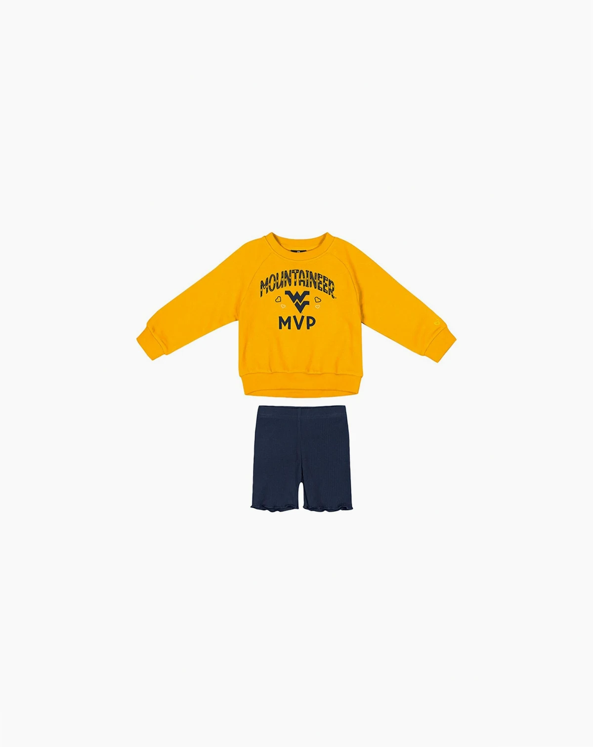Girls Toddler 2-Piece Gold/Navy West Virginia Mountaineers Beta Fleece Sweatshirt and Shorts Set