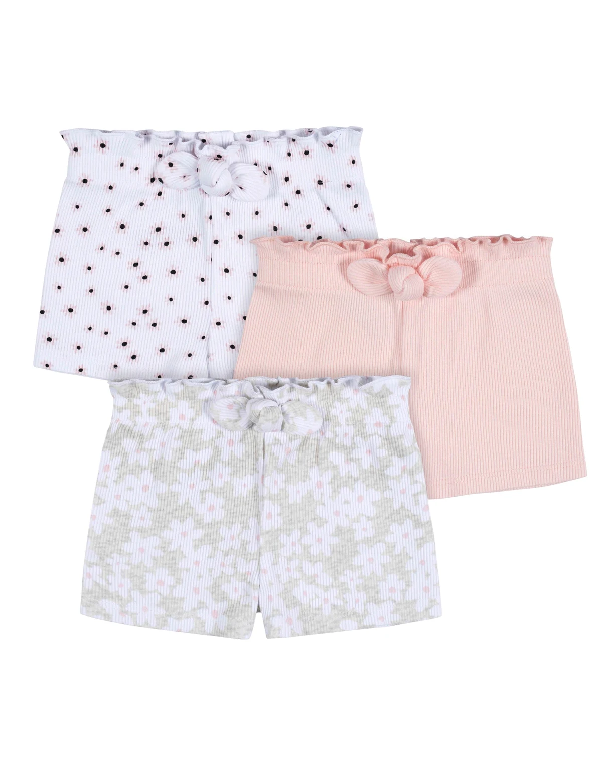 Toddler Girls 3-Pack Pull-On Knit Shorts, Lemons, 5T