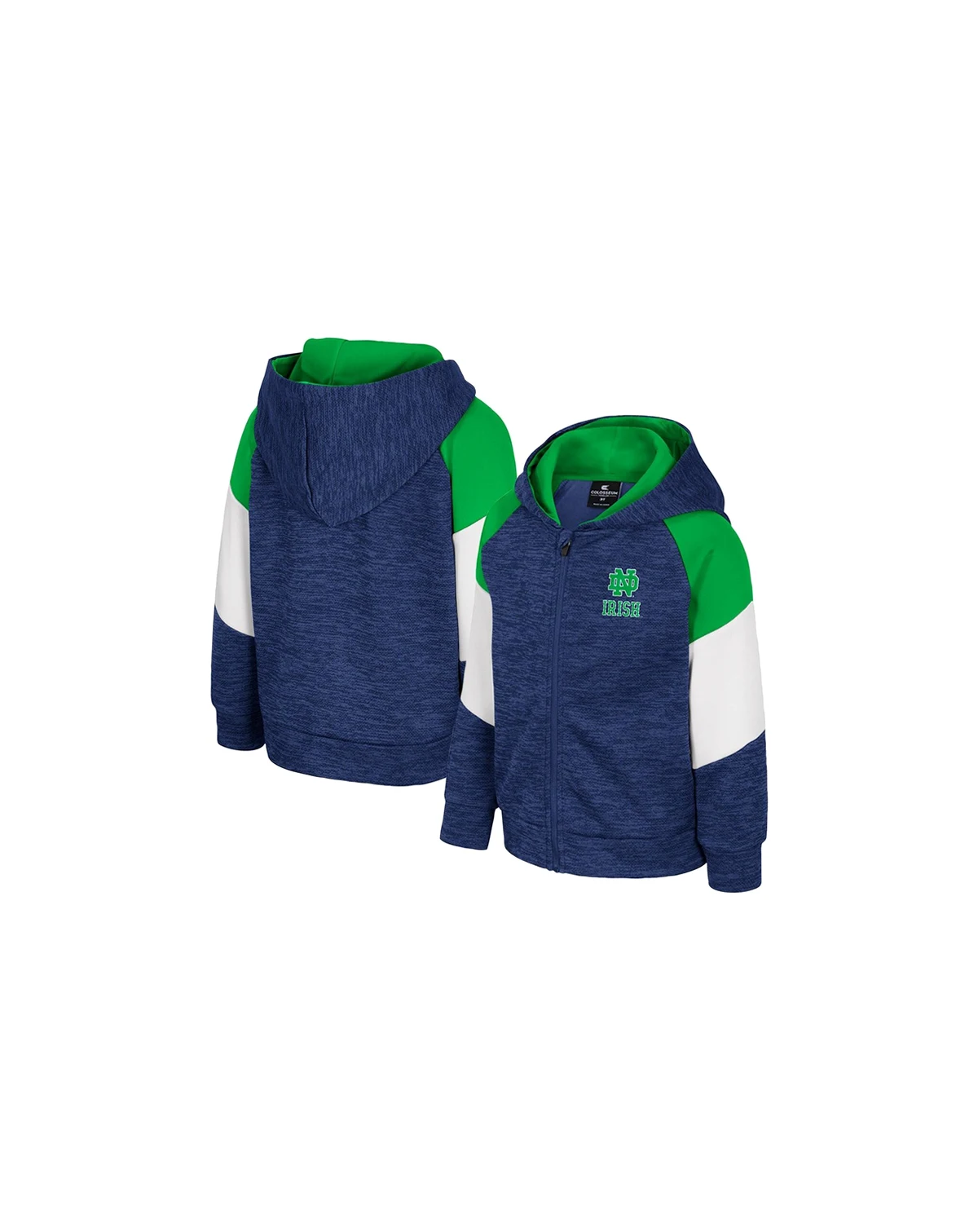 Toddler Navy Notre Dame Fighting Irish Spirit Hollow Full-Zip Hoodie