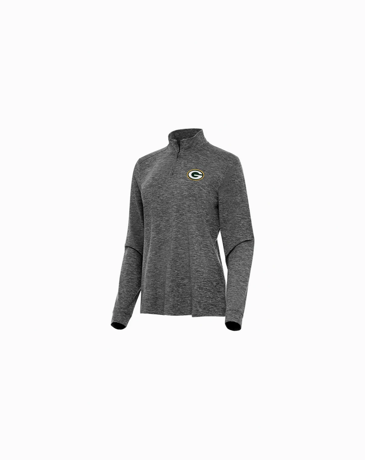 Women's Heather Black Green Bay Packers Mentor Quarter-Zip Jacket