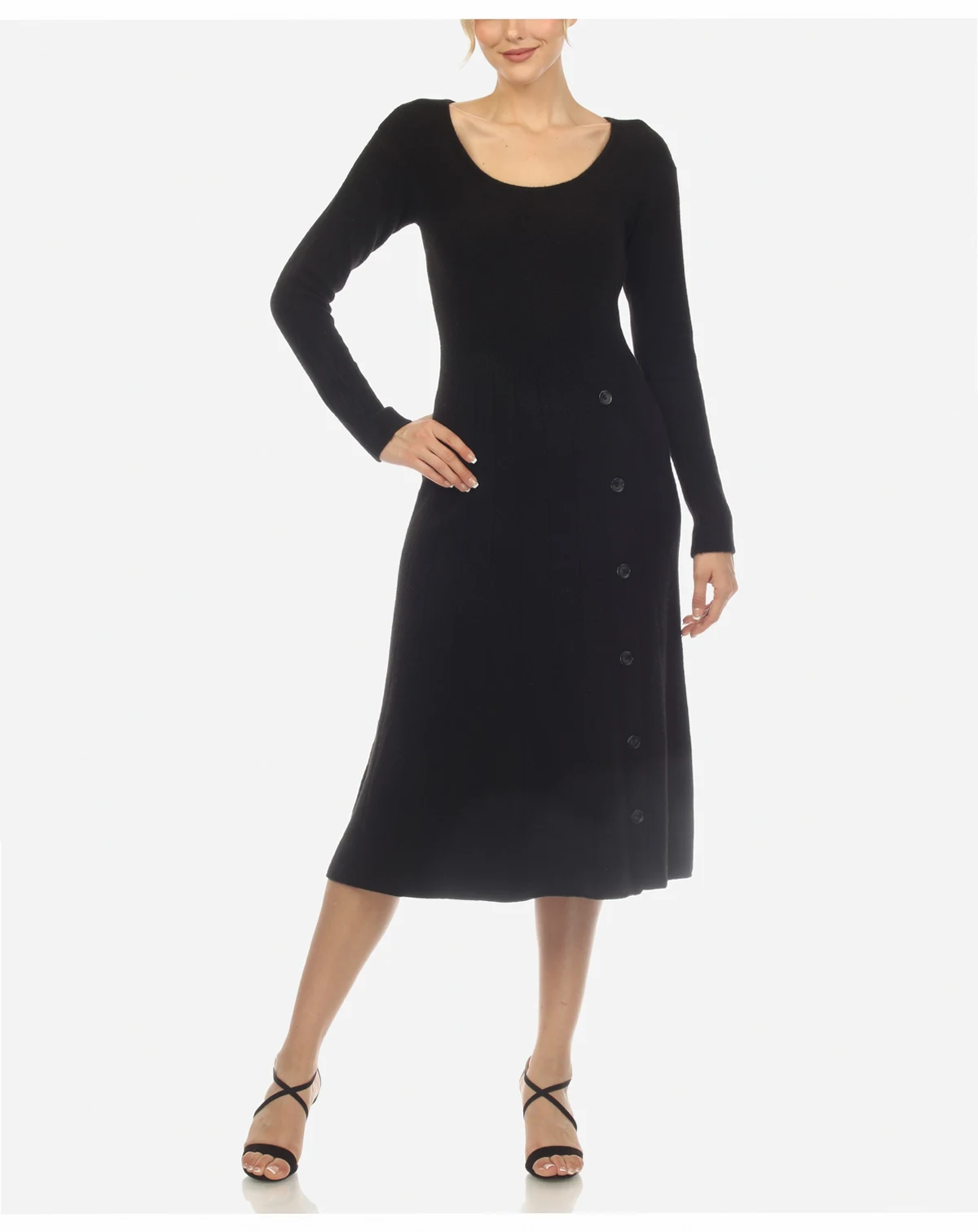 Women's Scoop Neck Fit and Flare Sweater Dress