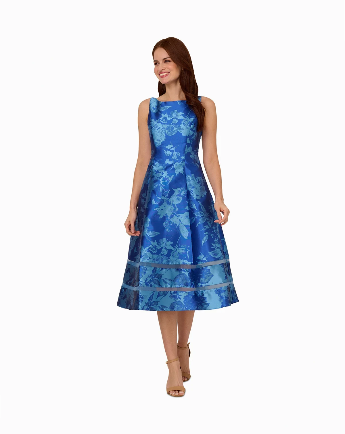 Women's Boat-Neck Metallic Fit & Flare Dress