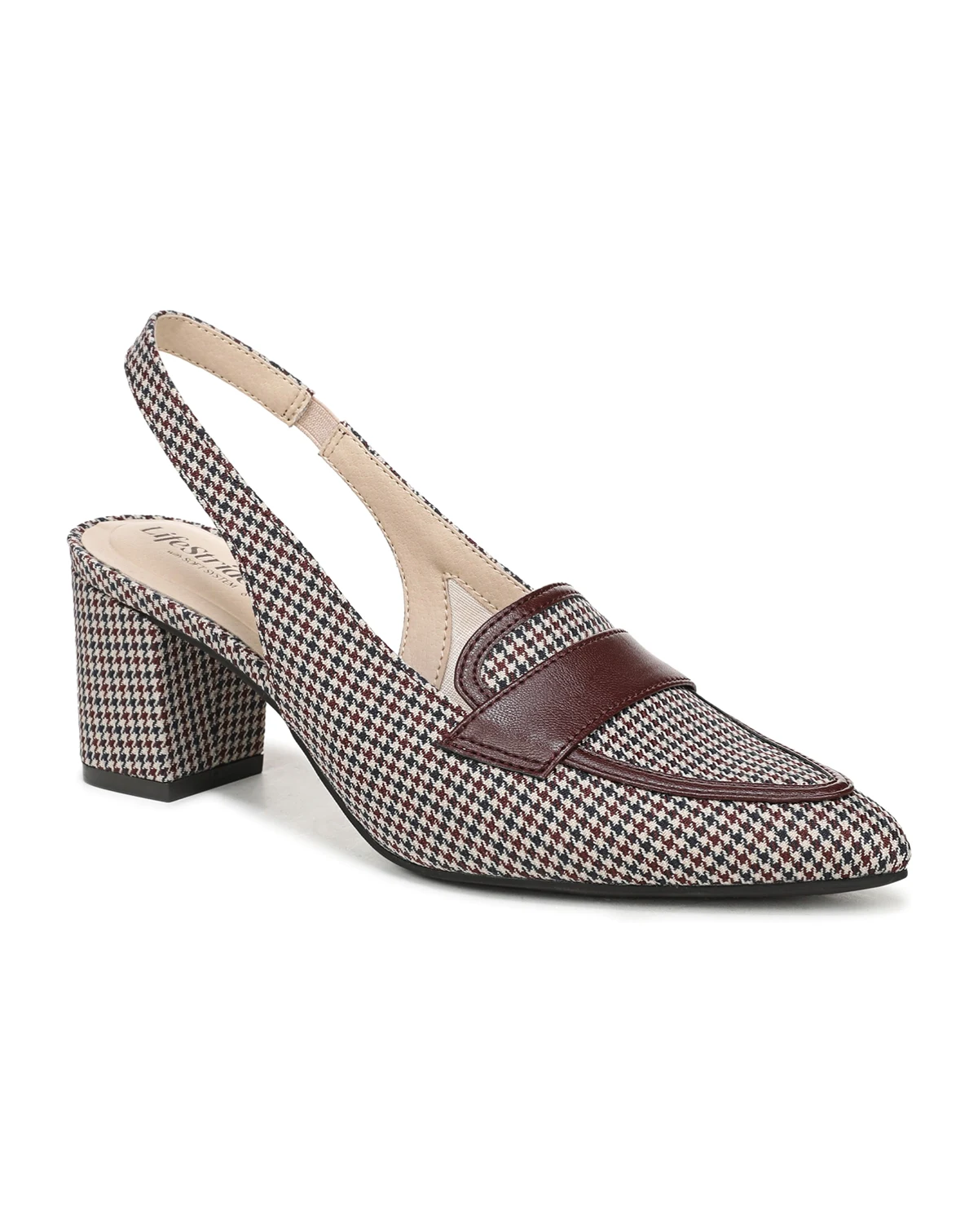 Women's Angel Pointed Toe Block Heel Slingback Pumps
