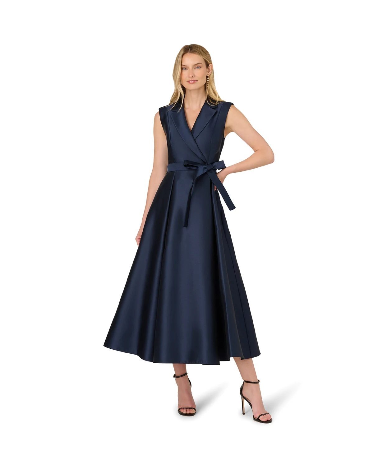 Women's Lapel Mikado Ankle Dress