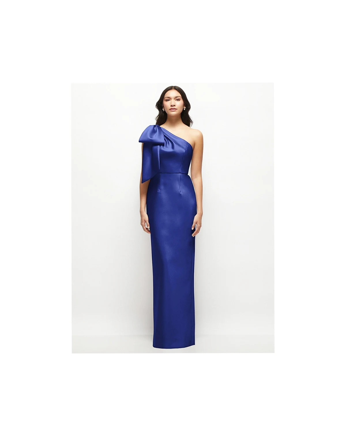 Women's Oversized Bow One-Shoulder Satin Column Maxi Dress