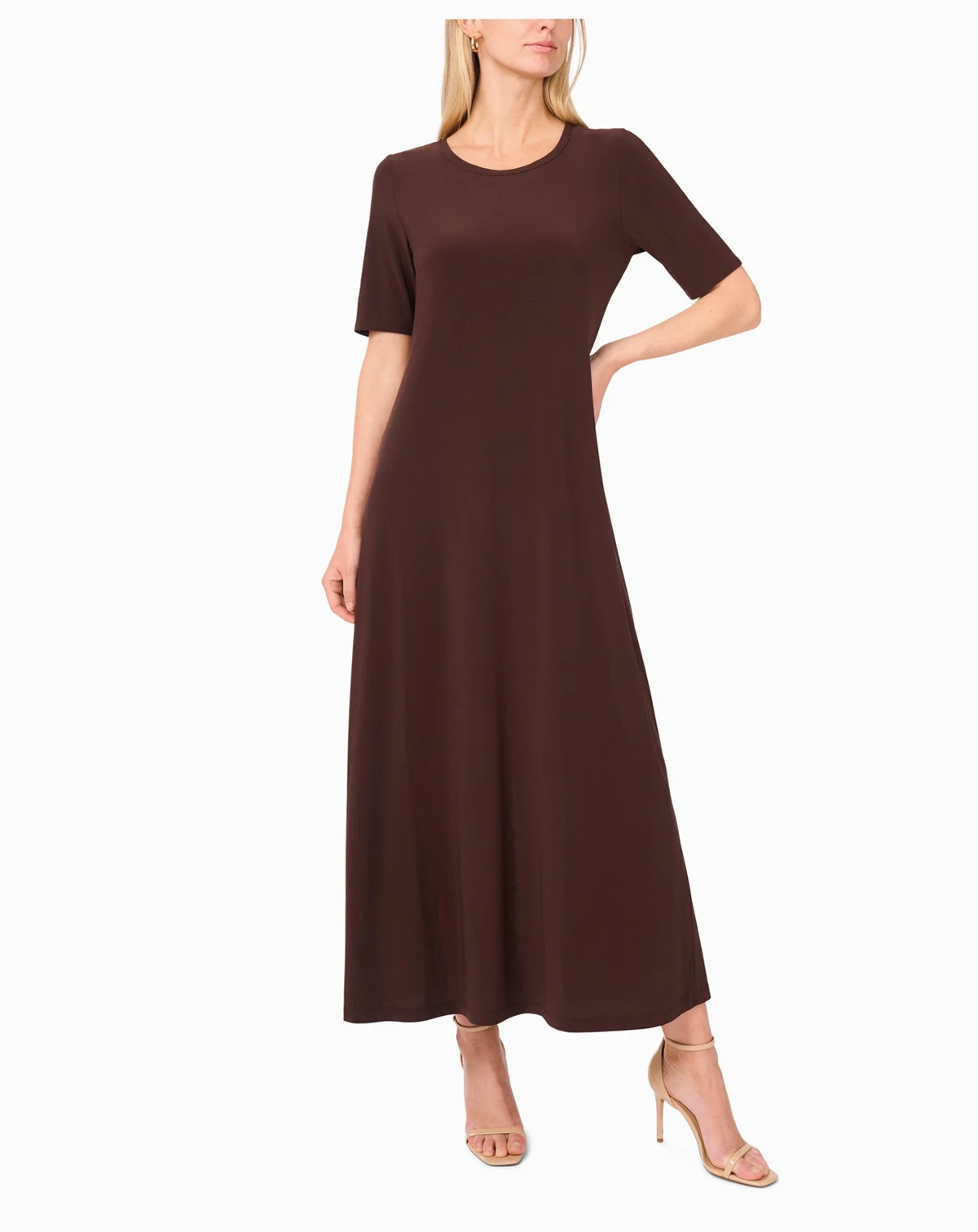 Women's Elbow-Sleeve Maxi Dress