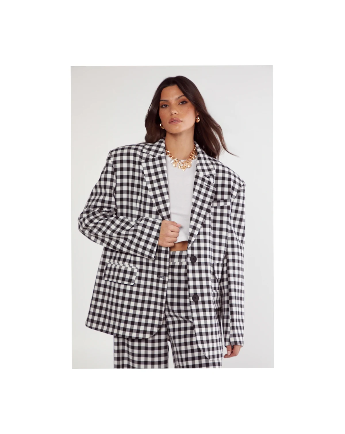 Women's Gingham Tailored Blazer