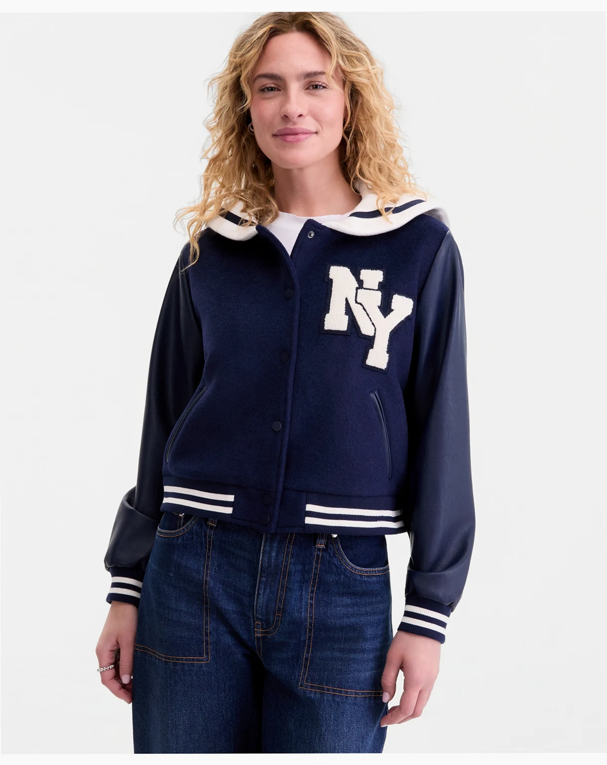 Women's Sailor-Collar Varsity Jacket, Macy's Exclusive