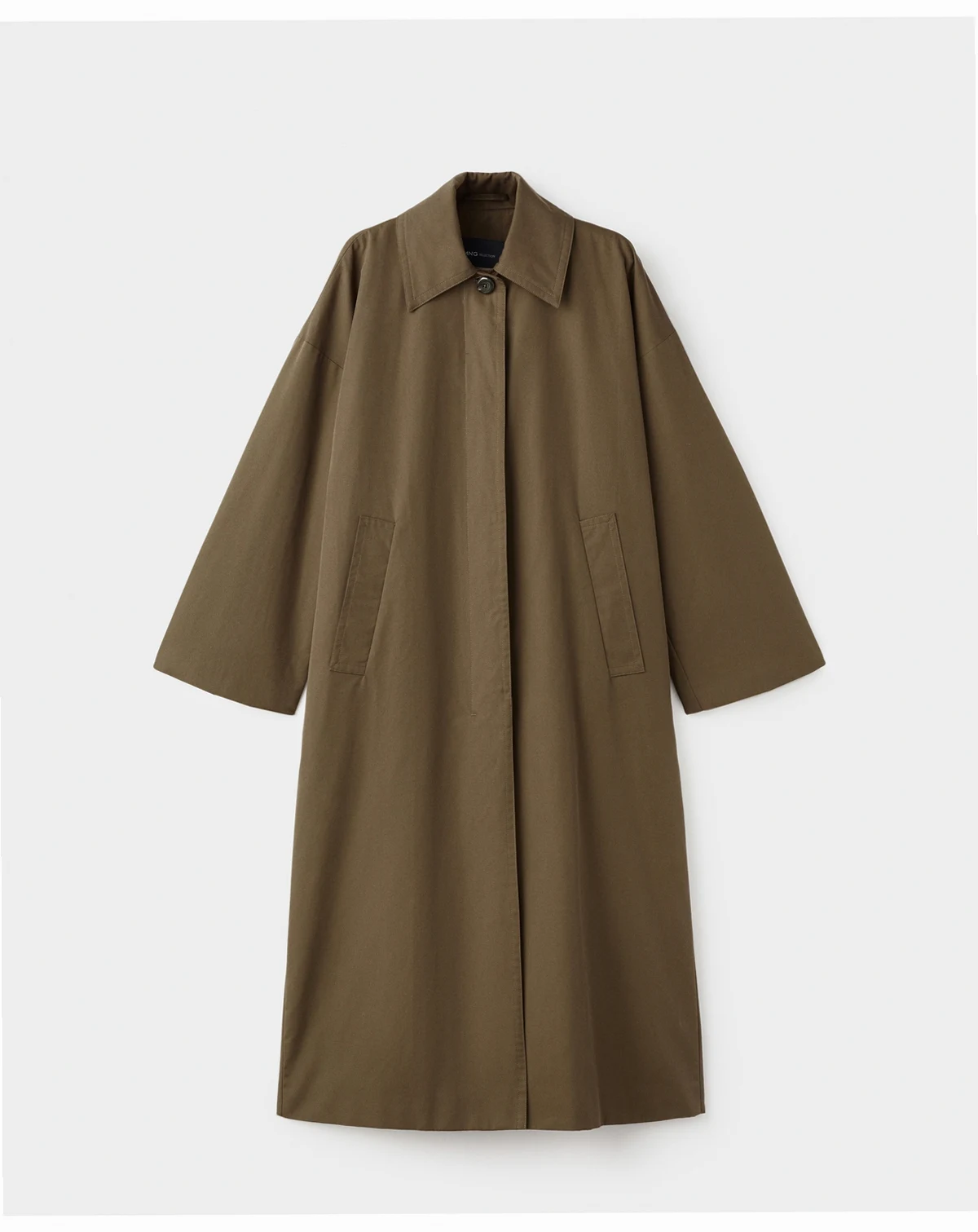 Women's Concealed Buttons Long Cotton Trench Coat