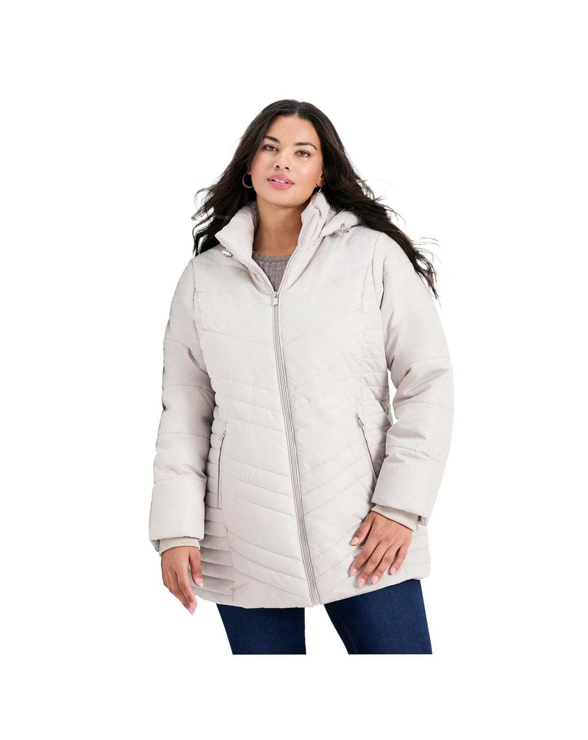 Women's Triple Chevron Hooded Puffer Jacket