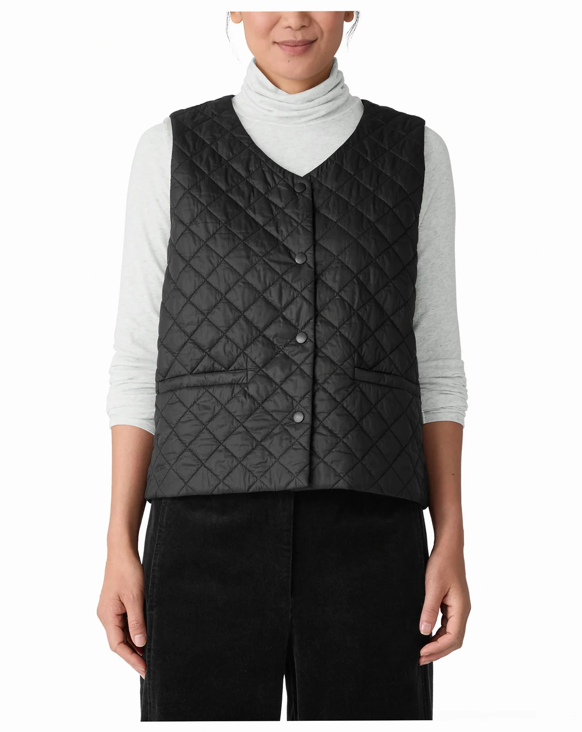 Women's V-Neck Quilted Sleeveless Vest
