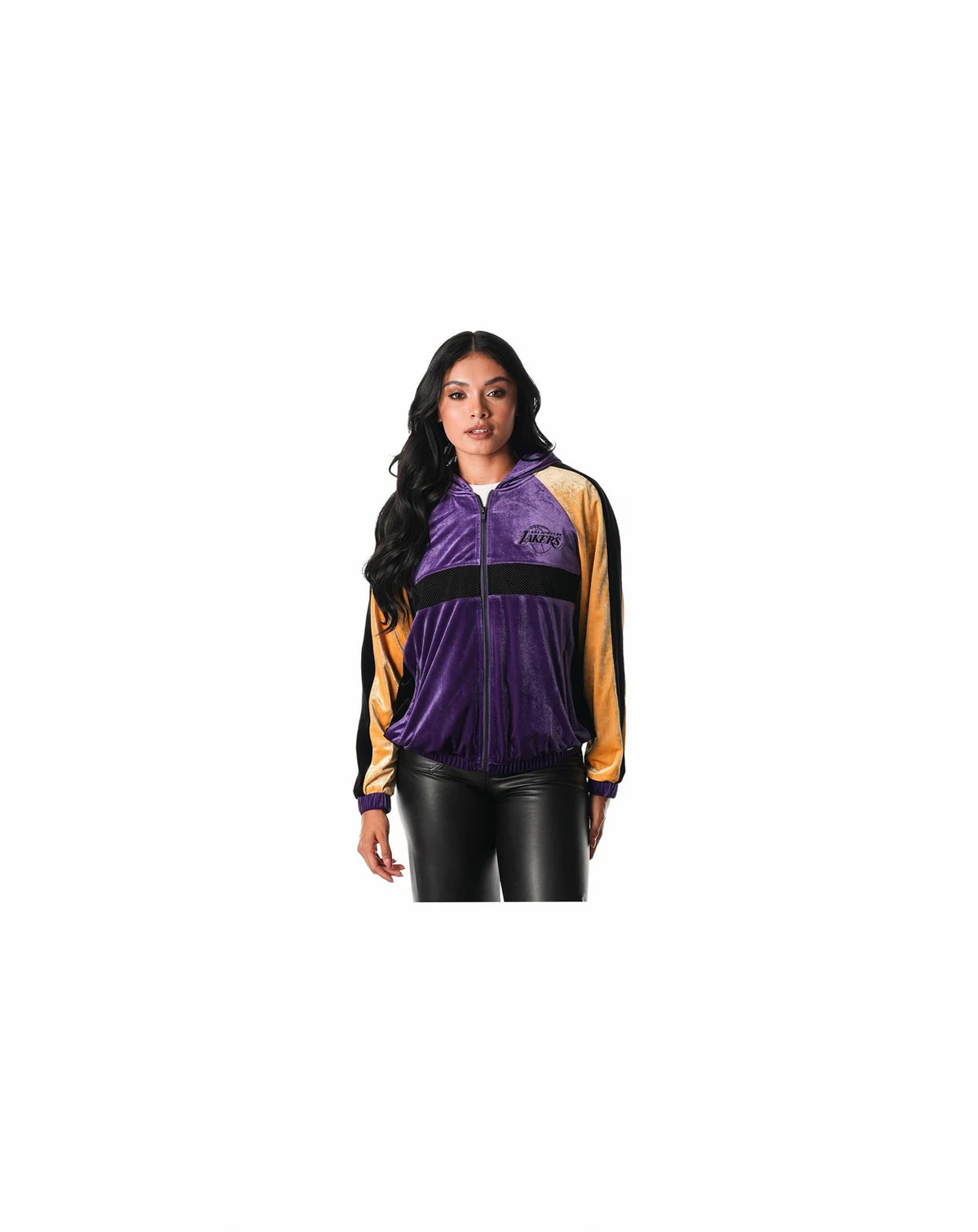 Women's Purple Los Angeles Lakers Velour Full-Zip Track Jacket Hoodie