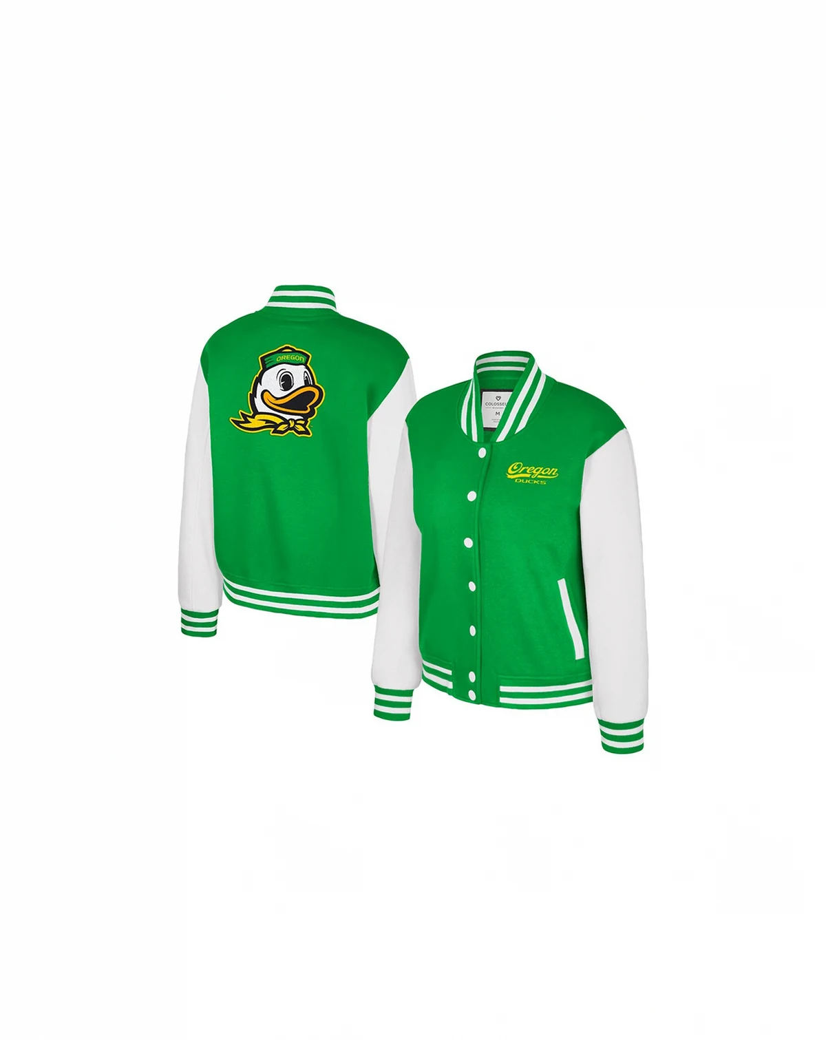Women's Green Oregon Ducks French Baguette Full Snap Fleece Jacket