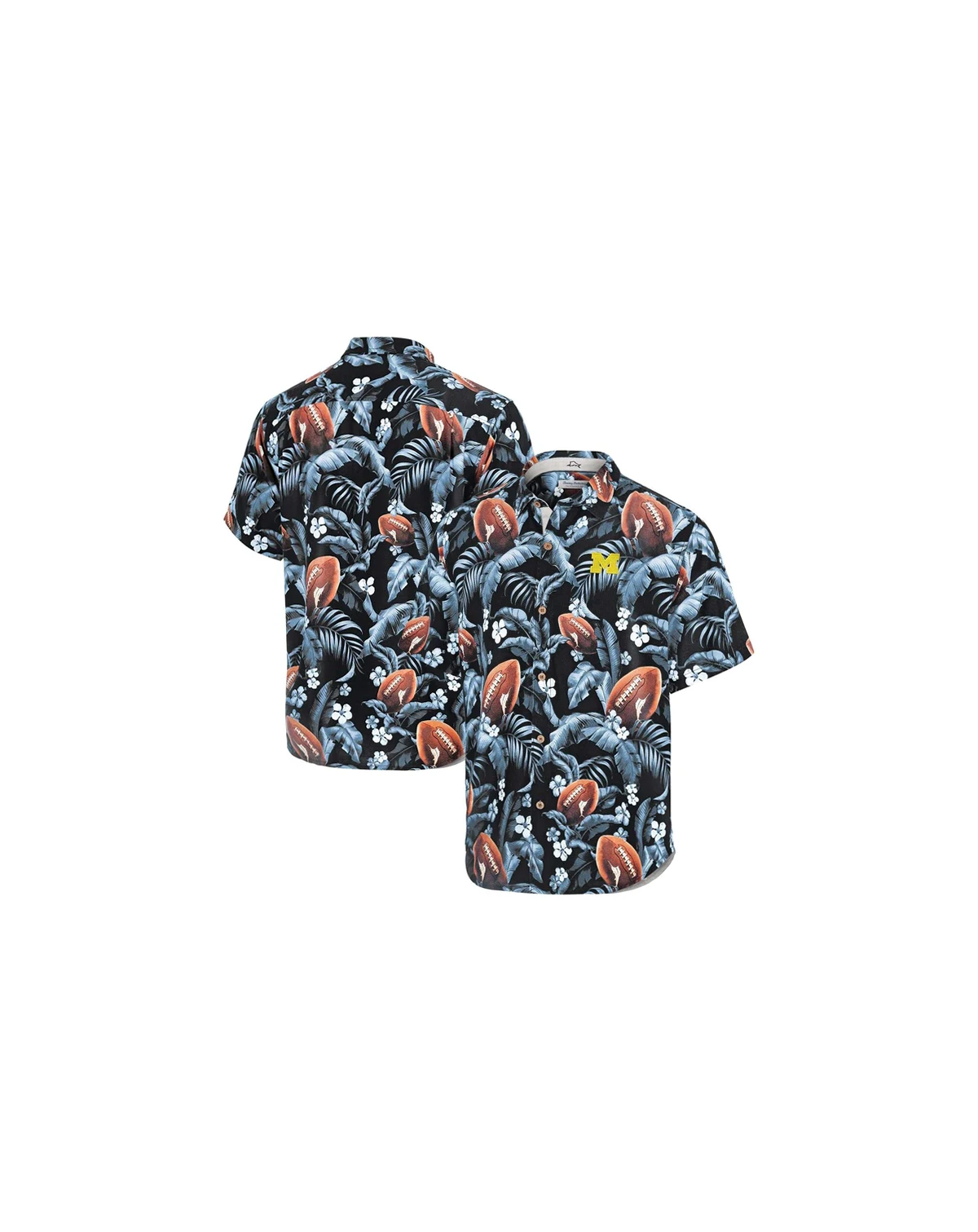 Men's Navy Michigan Wolverines Veracruz Cay First Down Blooms Button-Up Shirt