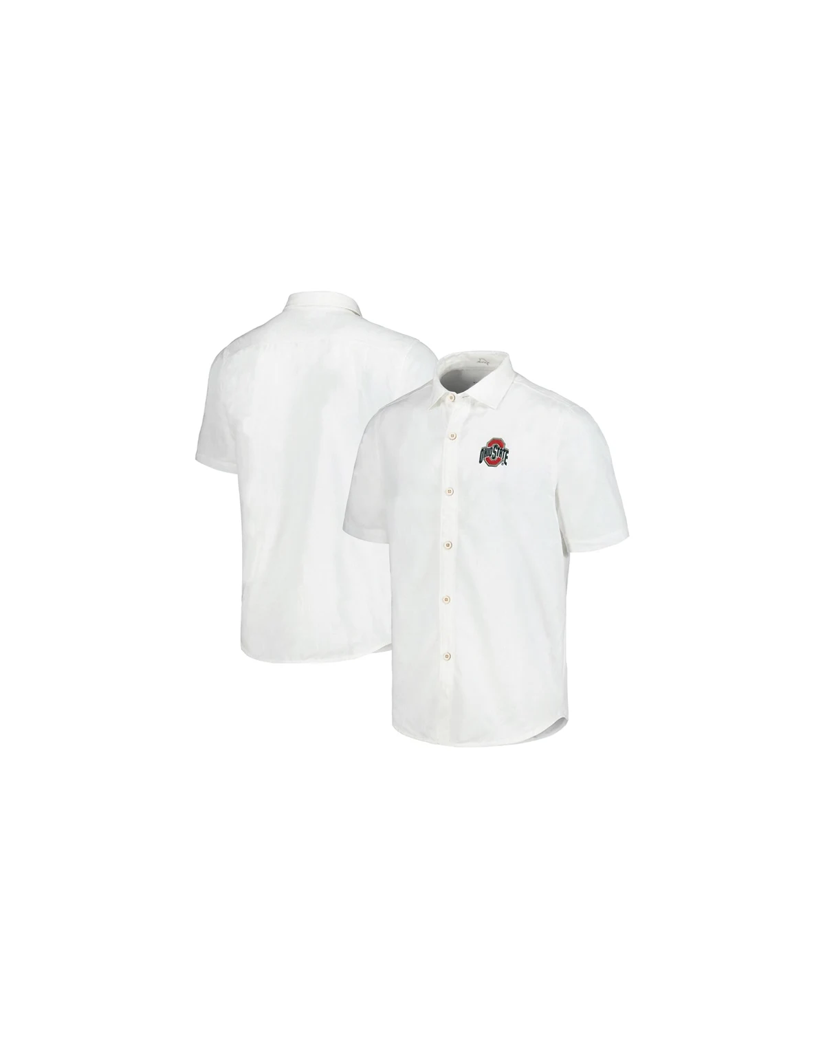 Men's White Ohio State Buckeyes Coconut Point Palm Vista IslandZone Camp Button-Up Shirt