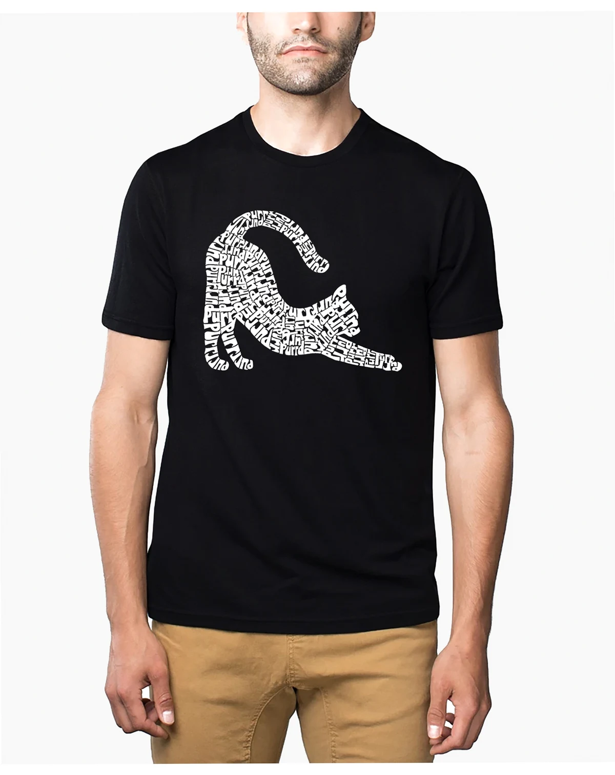 Men's Stretching Cat Premium Blend Word Art T-Shirt