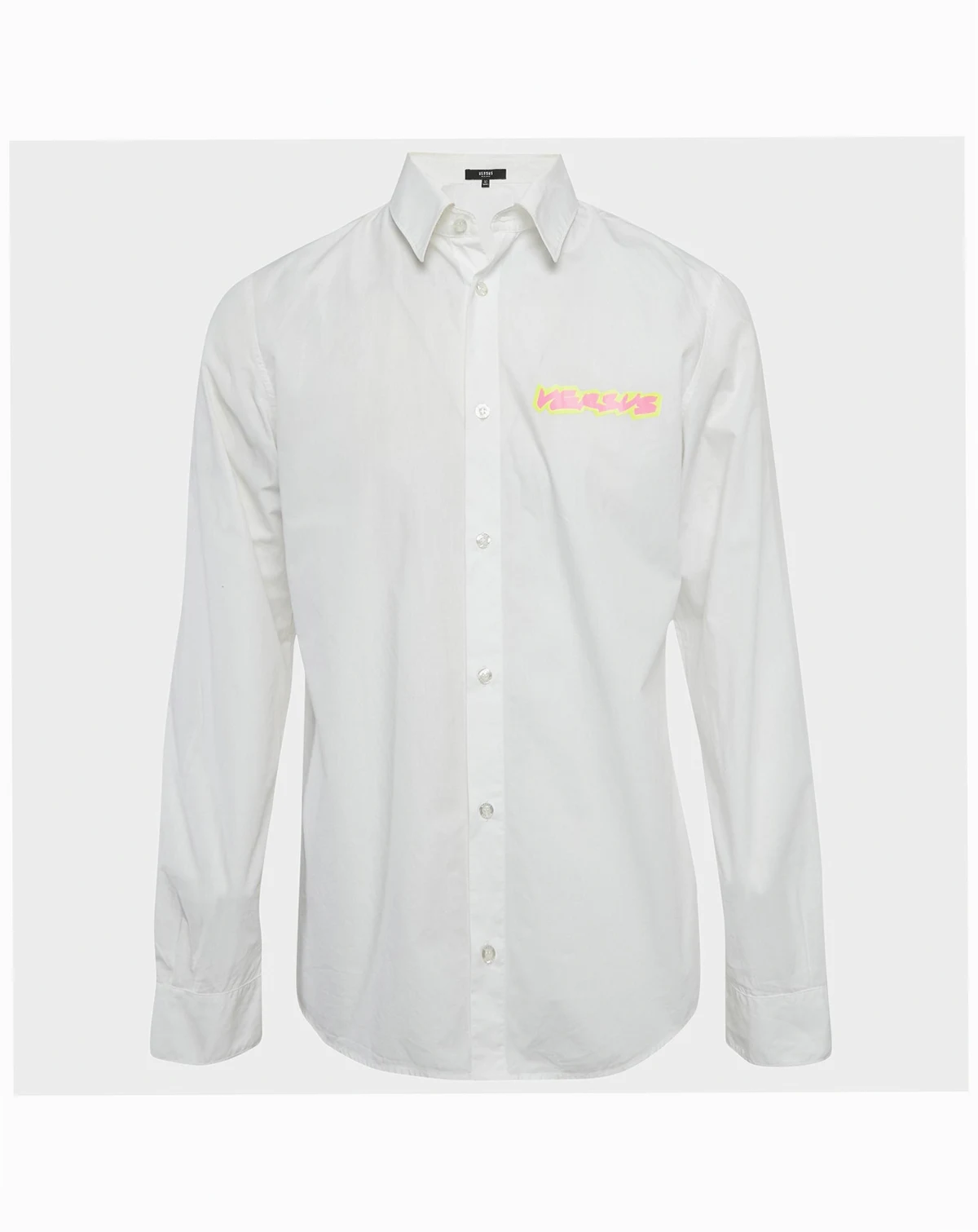Men's White Cotton Logo Printed Shirt