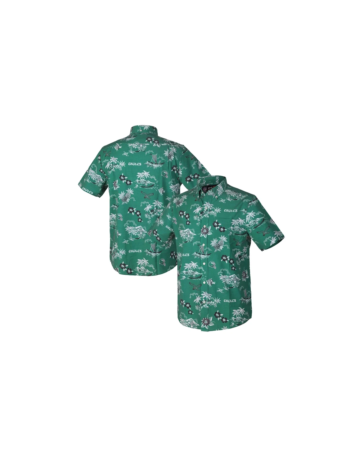 Men's Green Philadelphia Eagles Throwback Kekai Performance Button-Down Shirt
