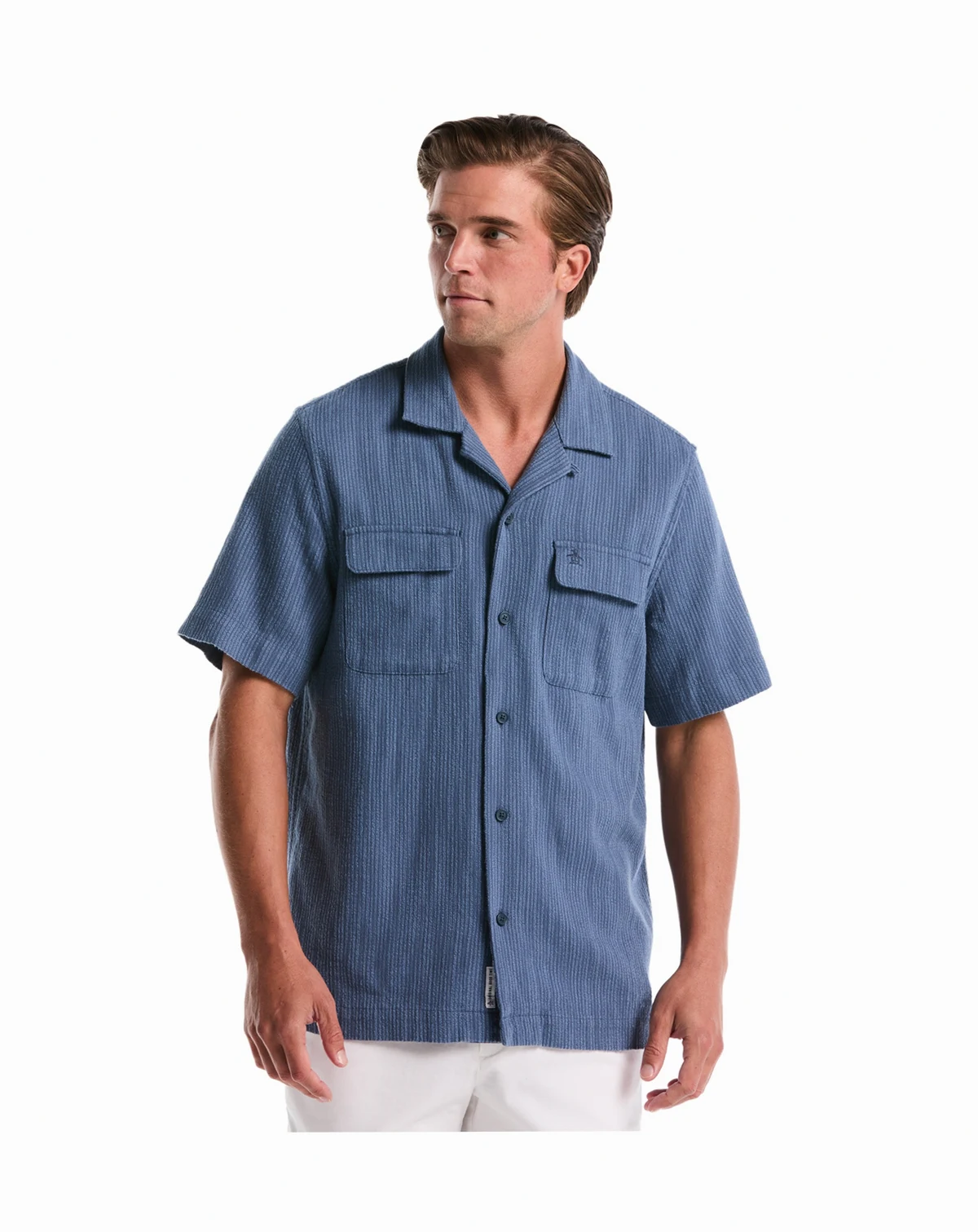 Men's Textured Camp Collar Shirt