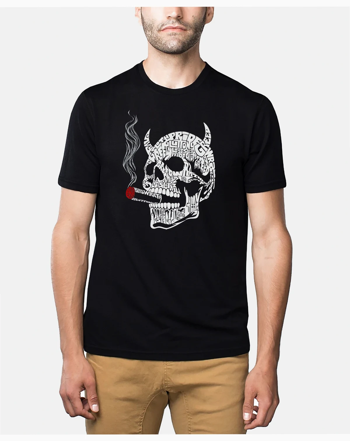 Men's 7 Deadly Sins Skull Premium Blend Word Art T-Shirt