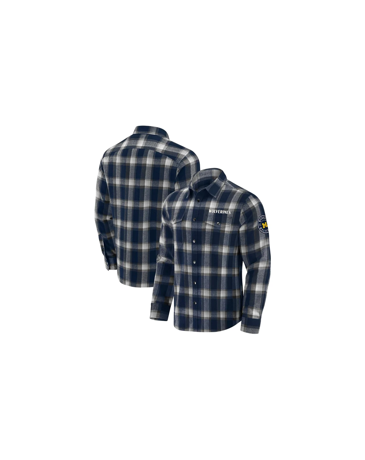 Darius Rucker Collection by Men's Navy Michigan Wolverines Team Flannel Plaid Full-Snap Shirt