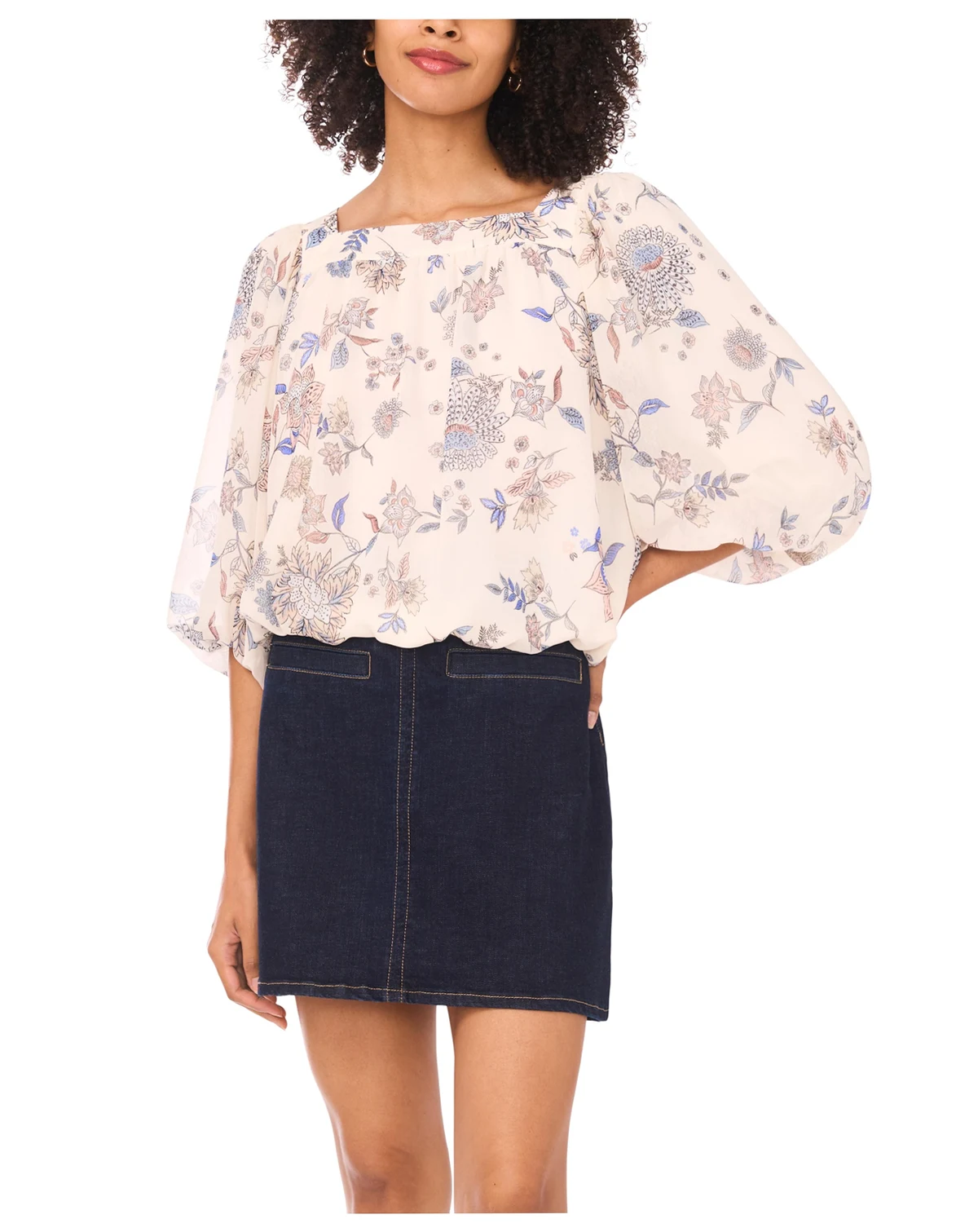 Women's Square Neck Bubble Blouse