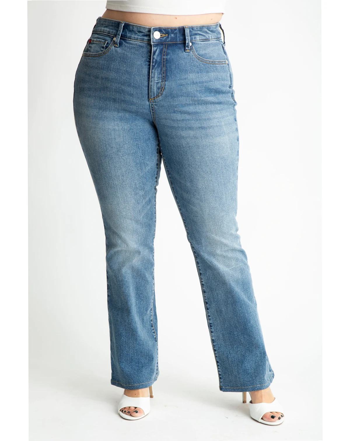Plus Size Denim high rise bootcut in 32" inseam - Evelyn