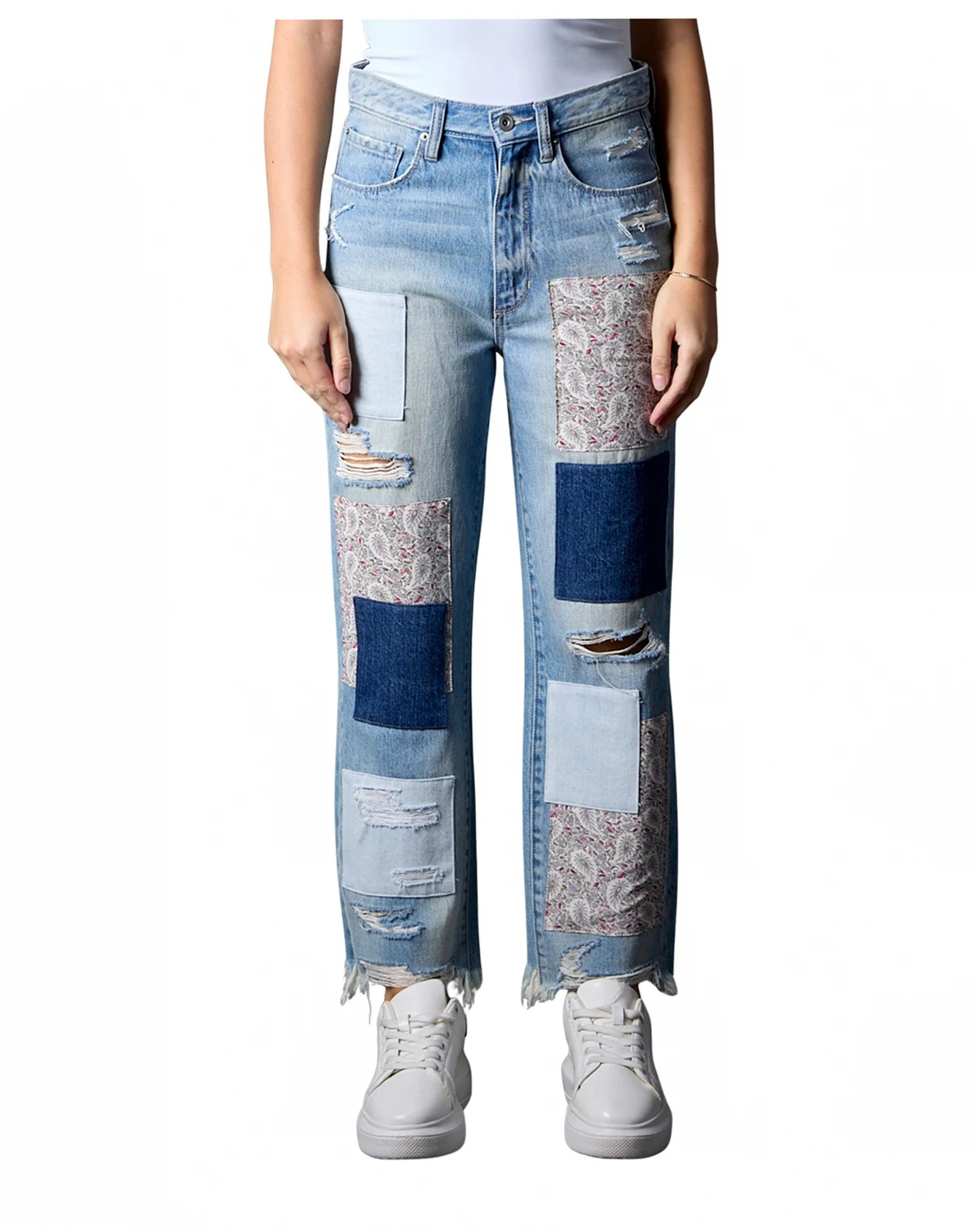 Women's Miami Paisley Patchwork 100% Cotton Straight Leg Jeans