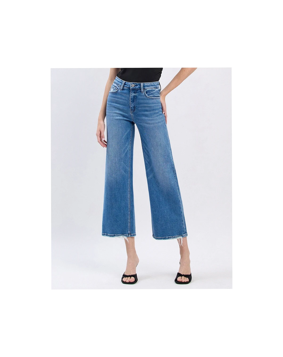 Women's High Rise Crop Wide Leg Jeans