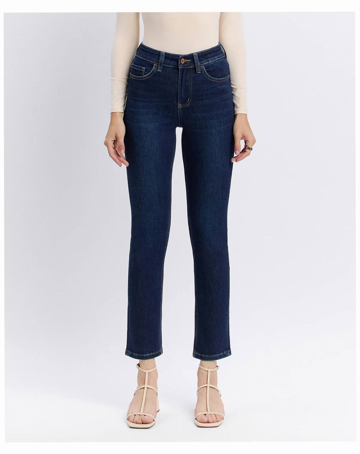 Women's High Rise Ankle Slim Straight Jeans