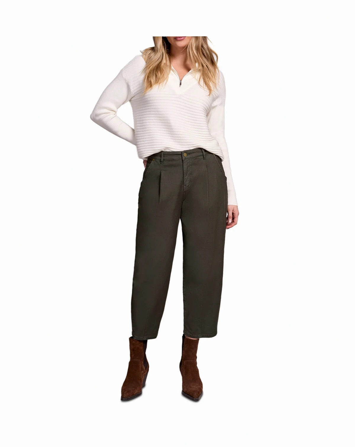 Women's Audrey Mid Rise Girlfriend Barrel Crop Jeans
