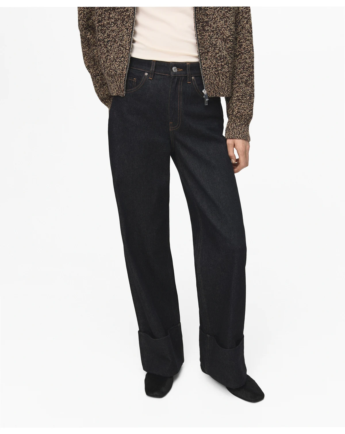 Women's Turned-Up Straight Jeans