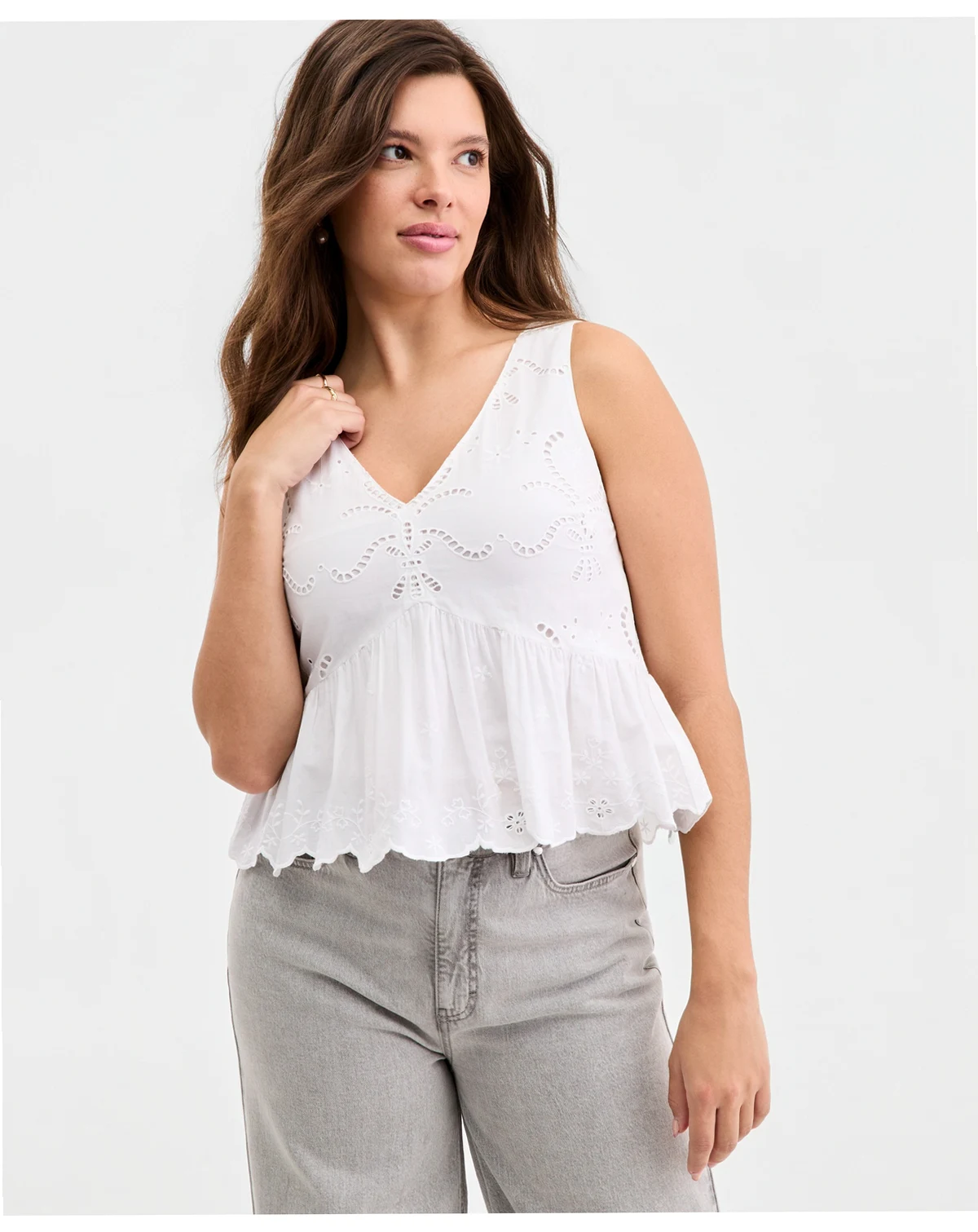 Women's Cutwork V-Neck Tank Top, Macy's Exclusive