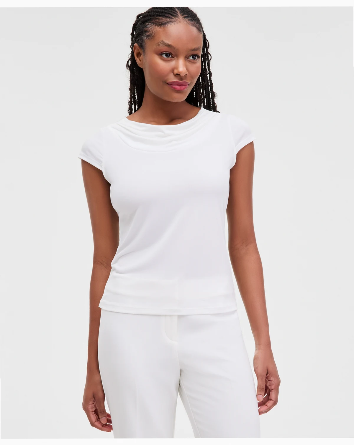 Women's Cowl Neck Cap Sleeve Top, Regular & Petites