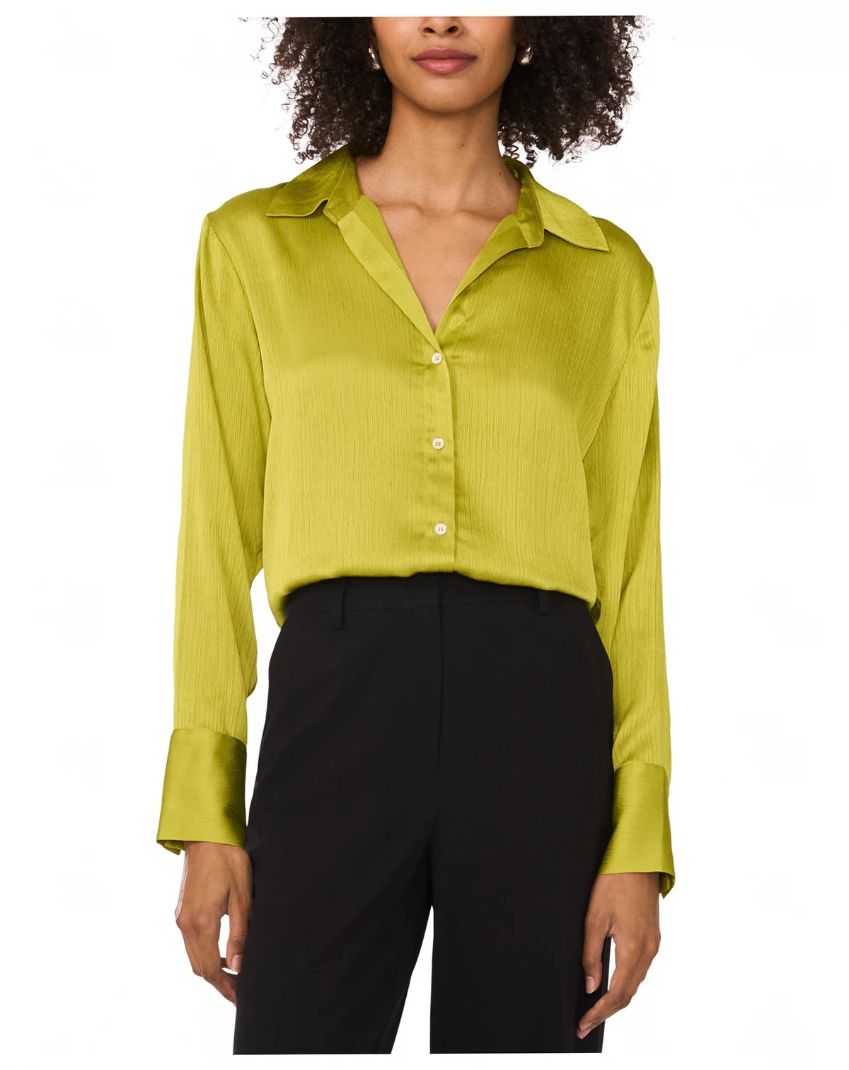 Women's Split-Neck Button Long-Sleeve Blouse