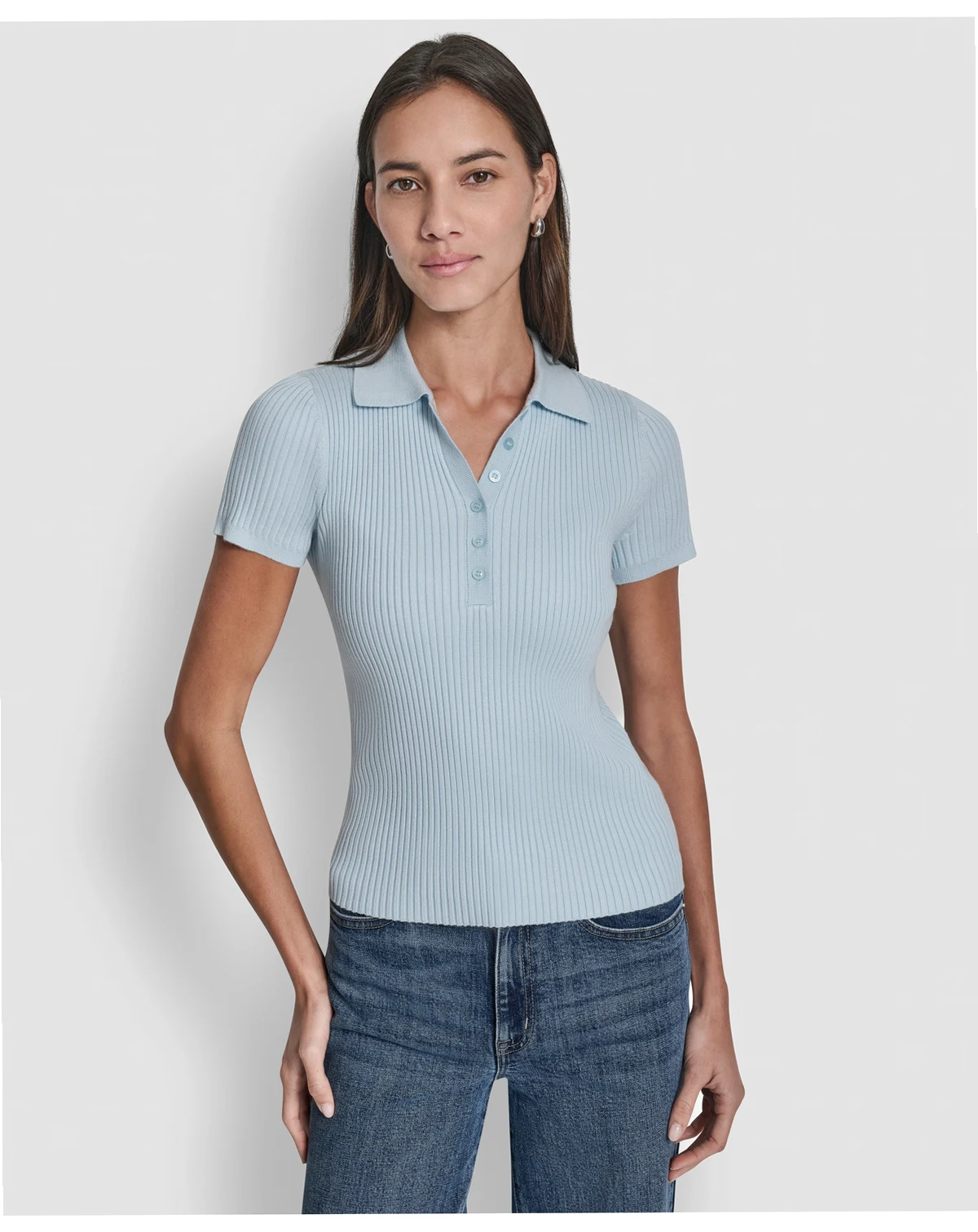 Petite Short-Sleeve Ribbed Polo Shirt