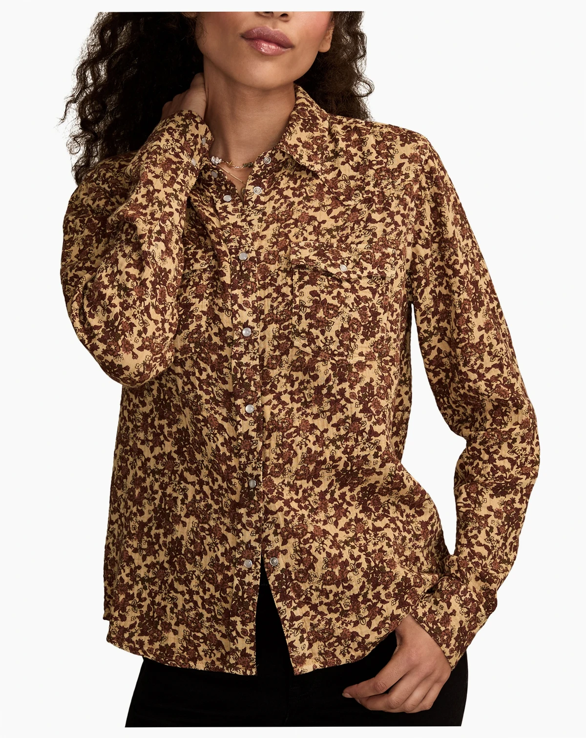 Women's Printed Western Button Down Top