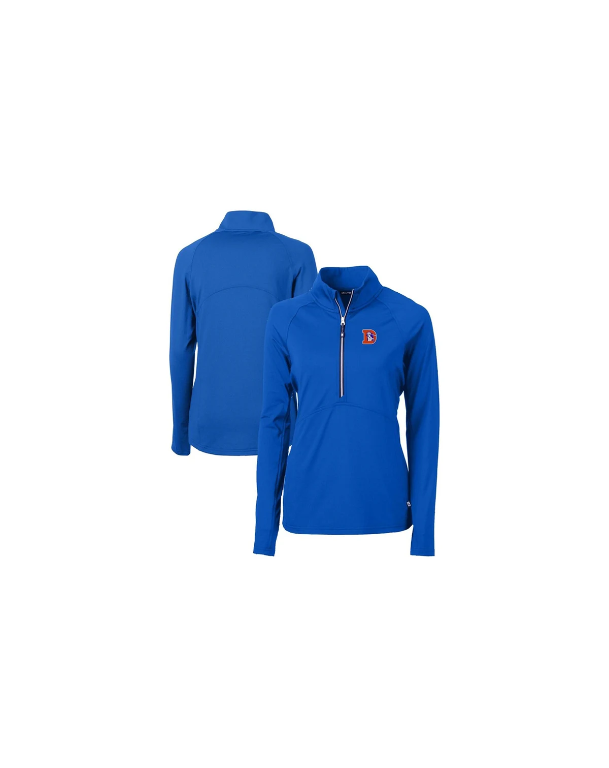 Women's Royal Denver Broncos Throwback Logo Adapt Eco Knit Stretch Half-Zip Pullover Top
