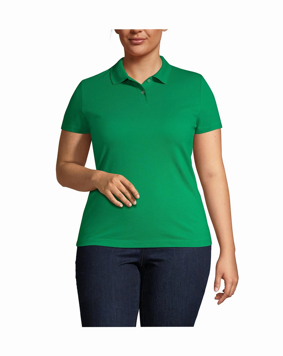 Women's Plus Size Short Sleeve Basic Mesh Polo Shirt