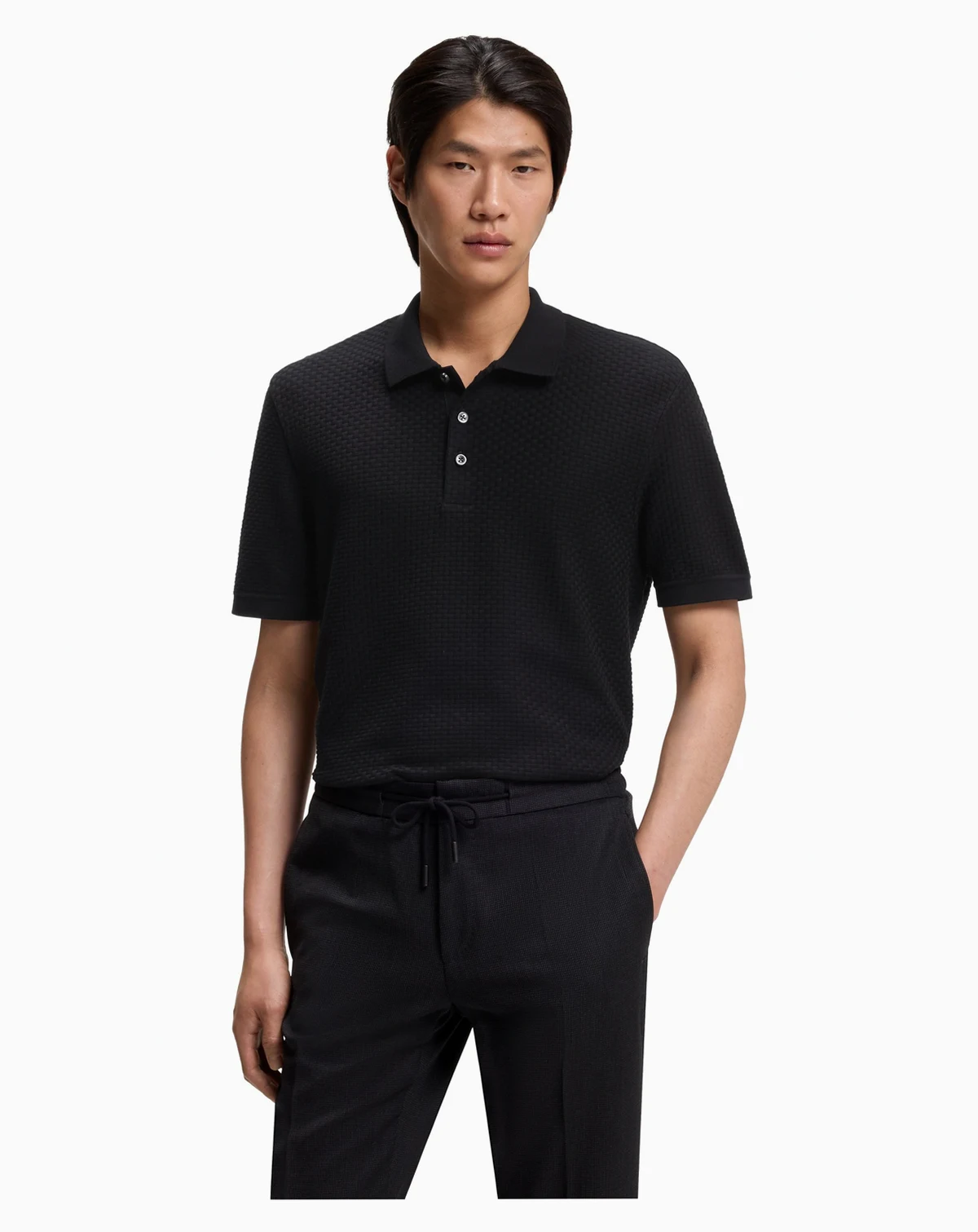Men's Mercerized Cotton Basket Weave Polo Shirt