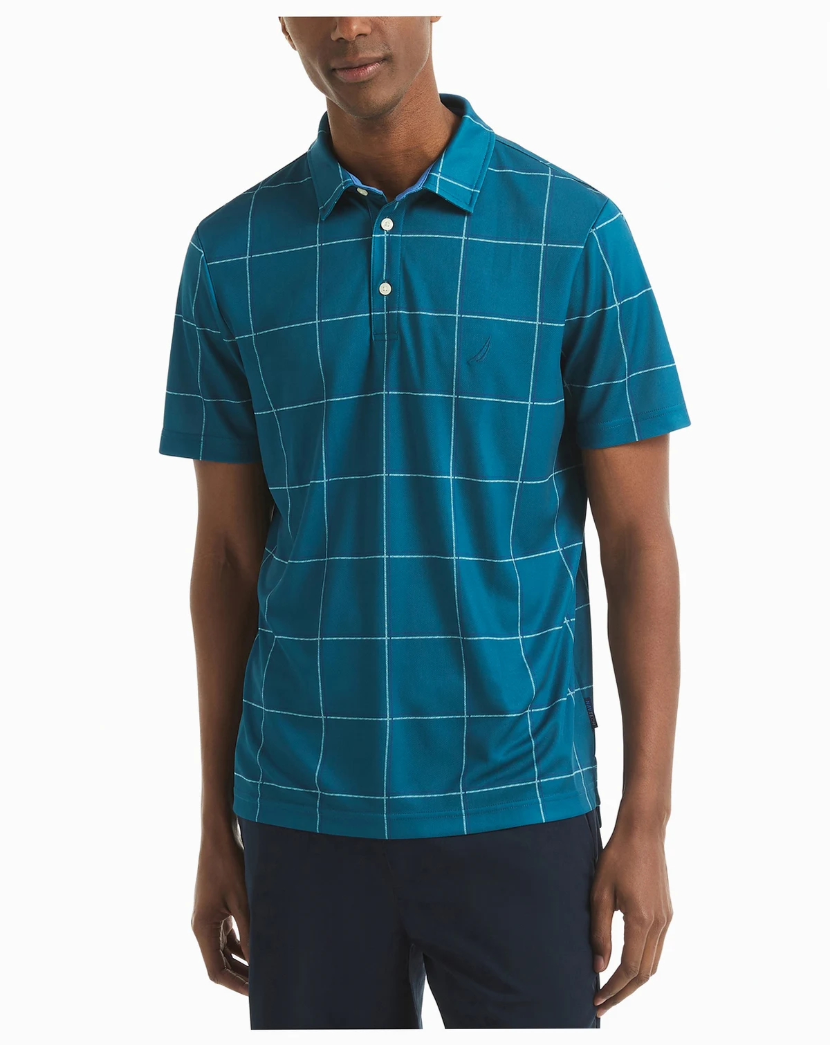 Men's Short Sleeve Windowpane Golf Polo Shirt