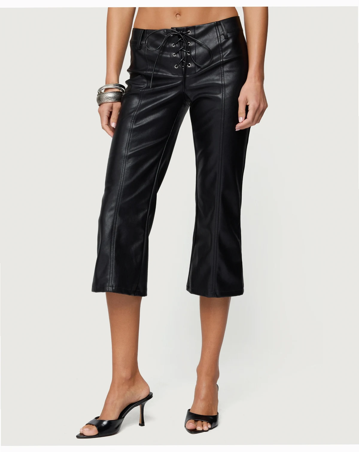Women's Lexy Faux Leather Flared Capri Pants