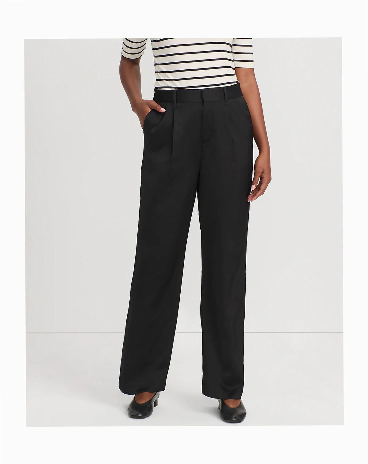 Women's Satin Elastic Back Wide Leg Pants