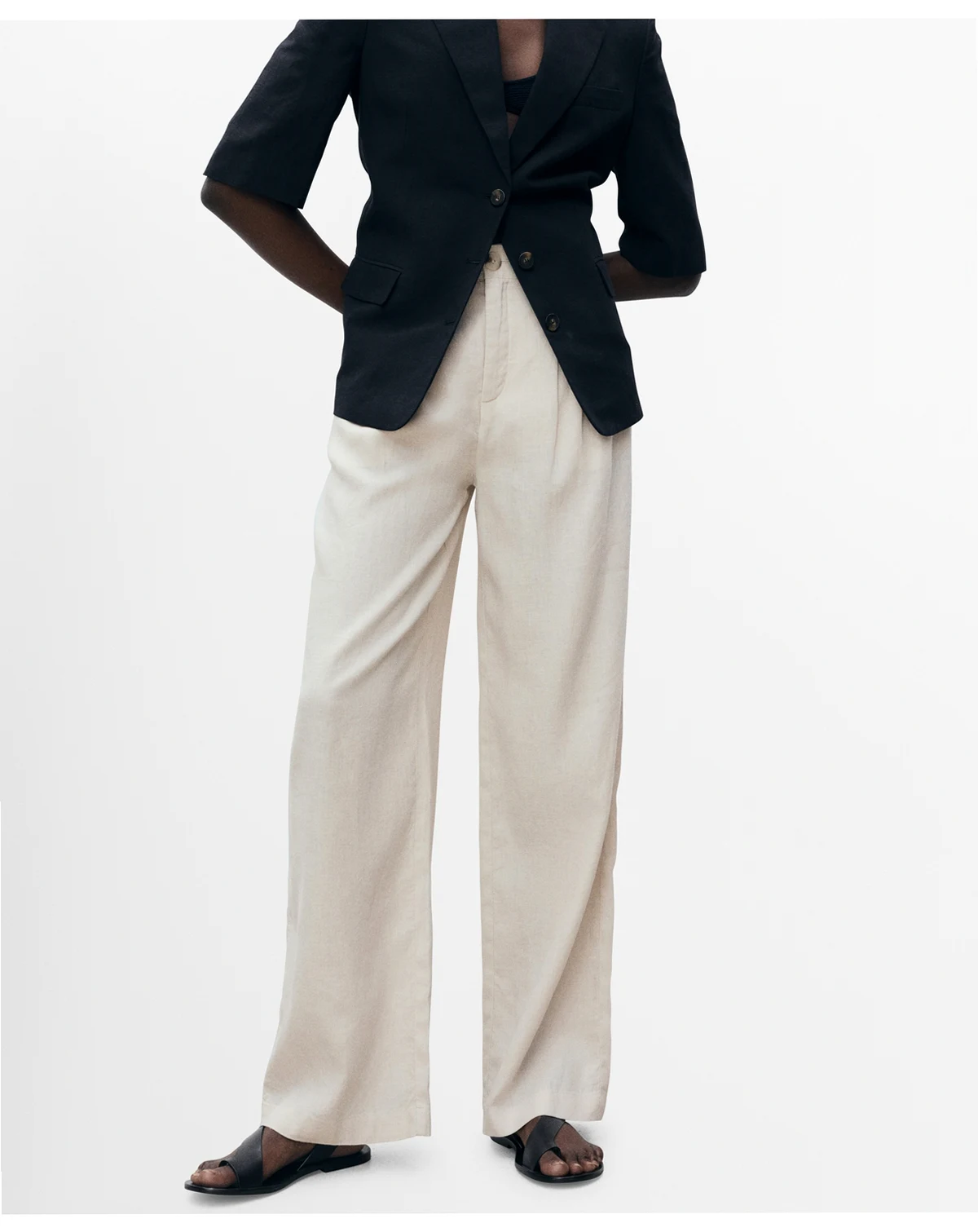 Women's Tortoiseshell Button Linen Pants