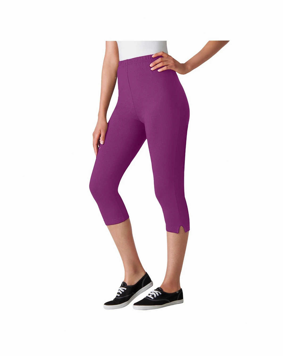 Plus Size Within Stretch-Cotton Knit Pull-On Capri Leggings