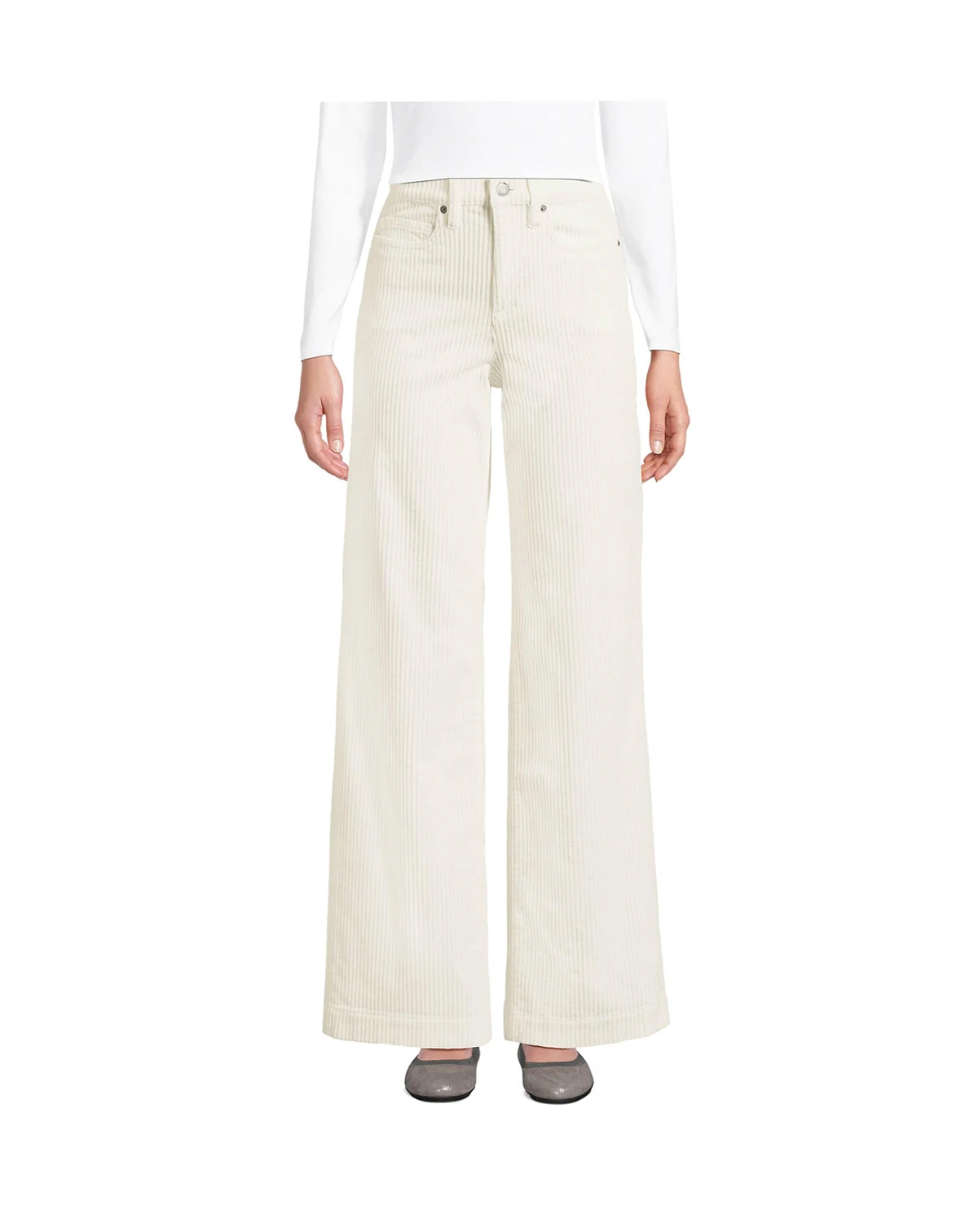 Petite High Rise Wide Leg Corduroy Pants