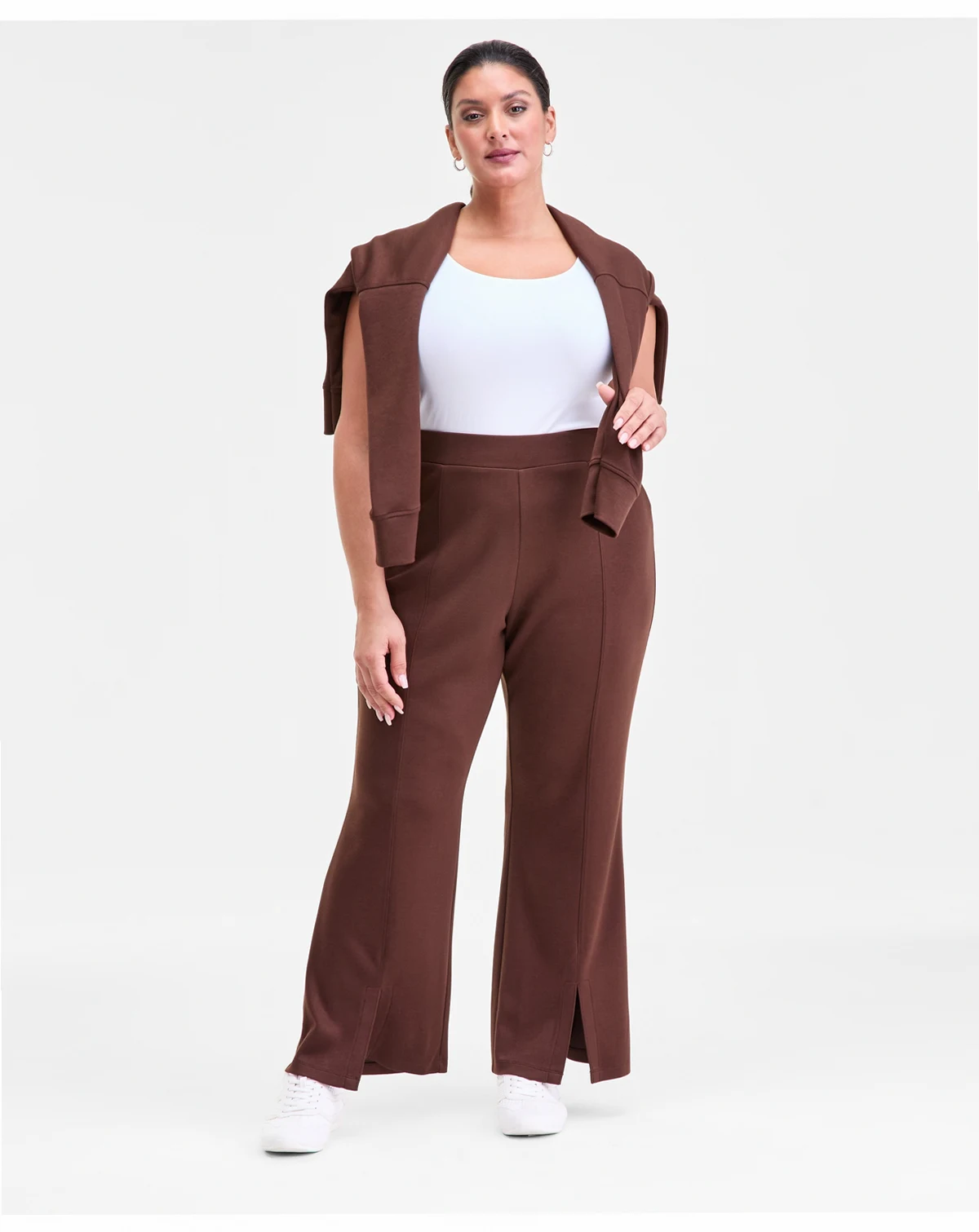 Plus Size Pull-On Split-Hem Flare Sweatpants, Macy's Exclusive