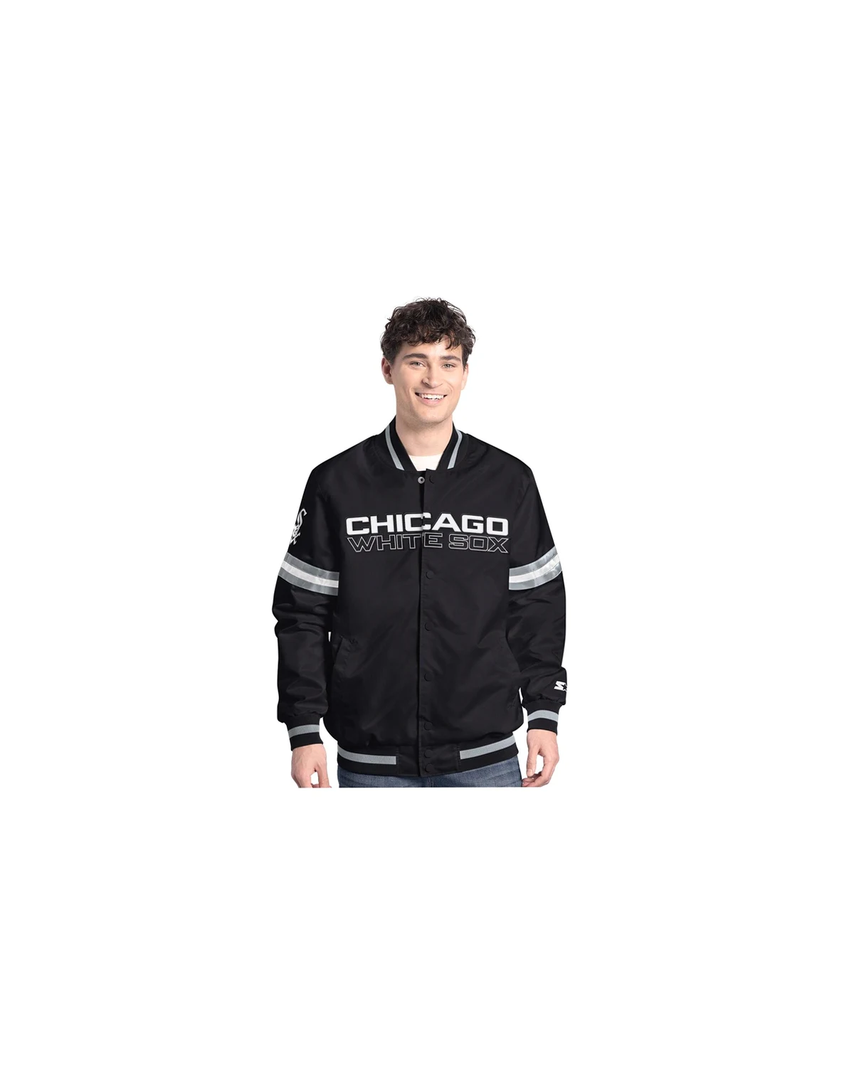 Men's  Black Chicago White Sox Scout Full-Snap Varsity Jacket