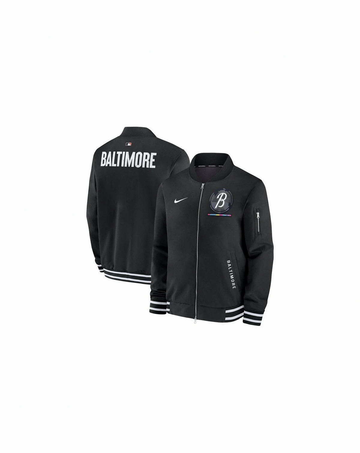 Men's Black Baltimore Orioles Authentic Collection City Connect Full-Zip Bomber Jacket