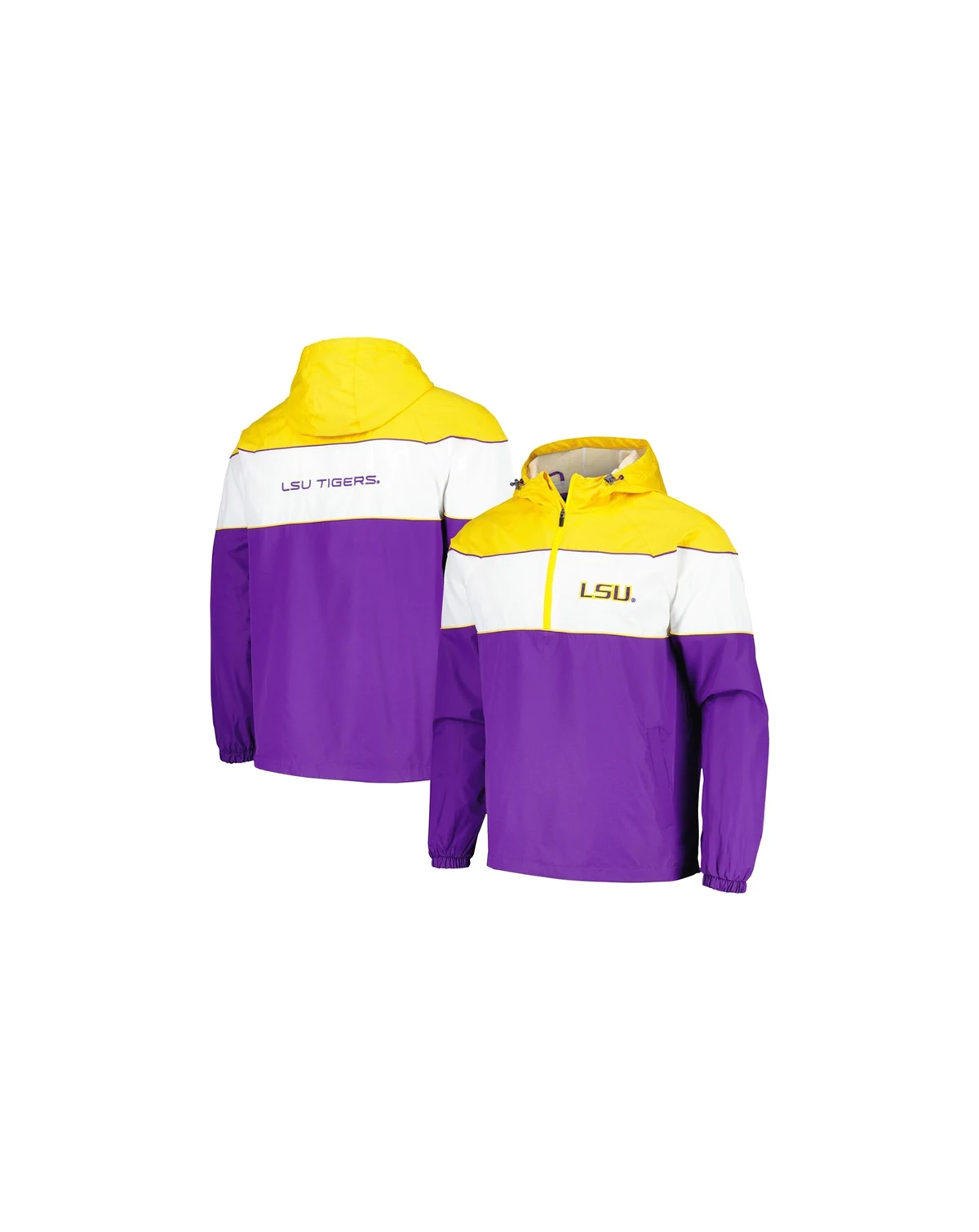 Men's Purple LSU Tigers Center Line Half-Zip Raglan Hoodie Jacket